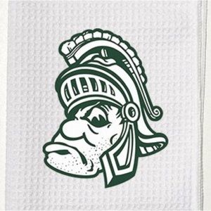 Michigan State Spartans Golf Towel, 12 x 20, with carabiner, White